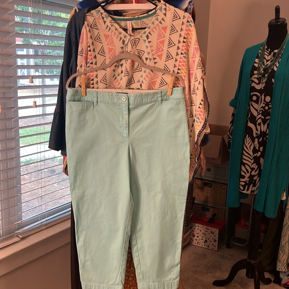 Talbots Women's Light Blue Cropped Chino Pants - Picture 3 of 9
